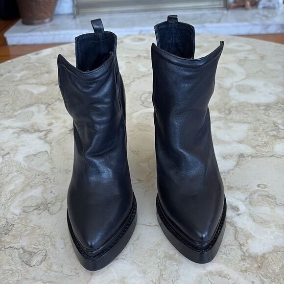 Jeffrey Campbell Who's Next Block Heel Cut Out Sides Leather Ankle Boots - Picture 6 of 14